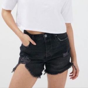 Urban Outfitters BDG | Black Distressed Surf Shorts 27 Grunge Ripped Cutoff Punk
